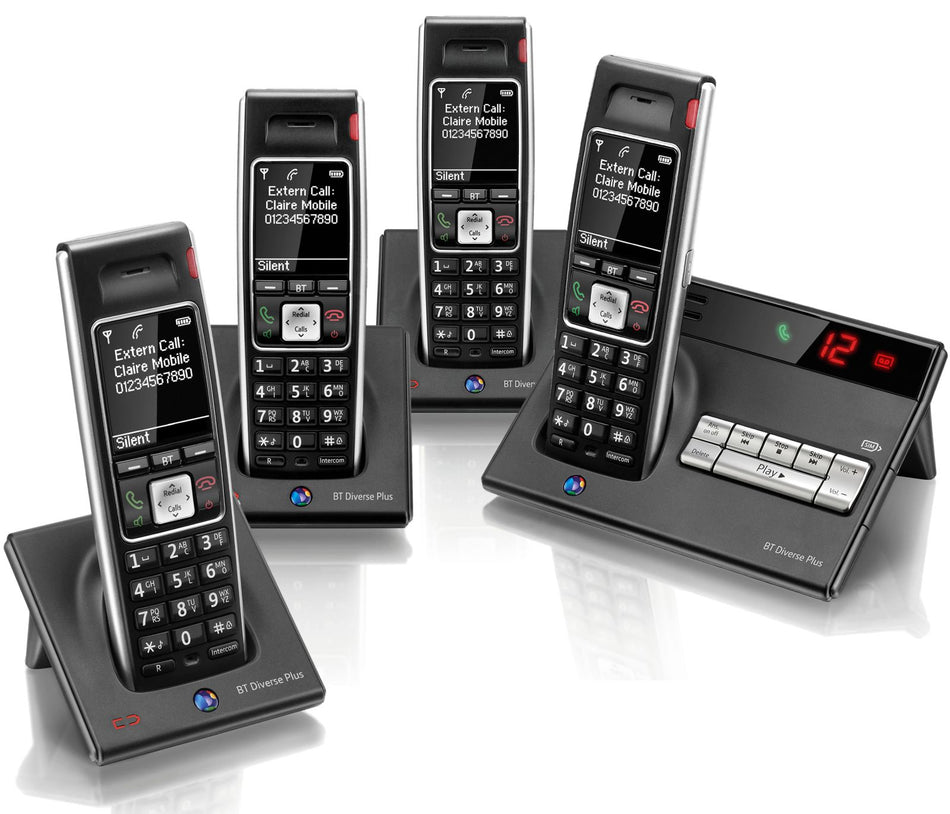 BT Diverse 7450 Plus Quad Landline Phones BT