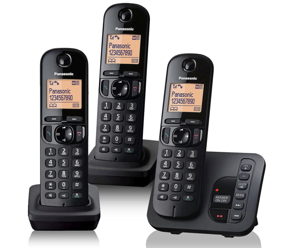 Panasonic KX-TGC 223EB Cordless Phone, Trio Handset with Answer Machine Landline Phones Panasonic