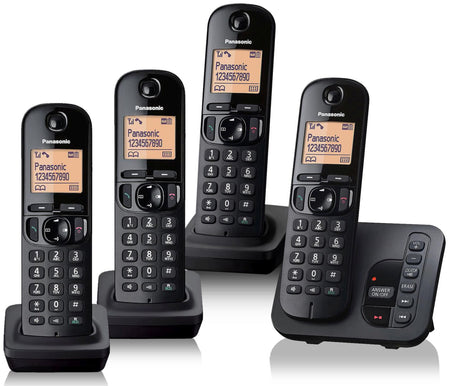 Panasonic KX-TGC 224EB Cordless Phone, Quad Handset with Answer Machine Landline Phones Panasonic