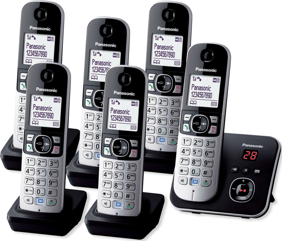 Panasonic KX-TG 6826 Cordless Phones, Six Handsets with Answer Machine Landline Phones Panasonic