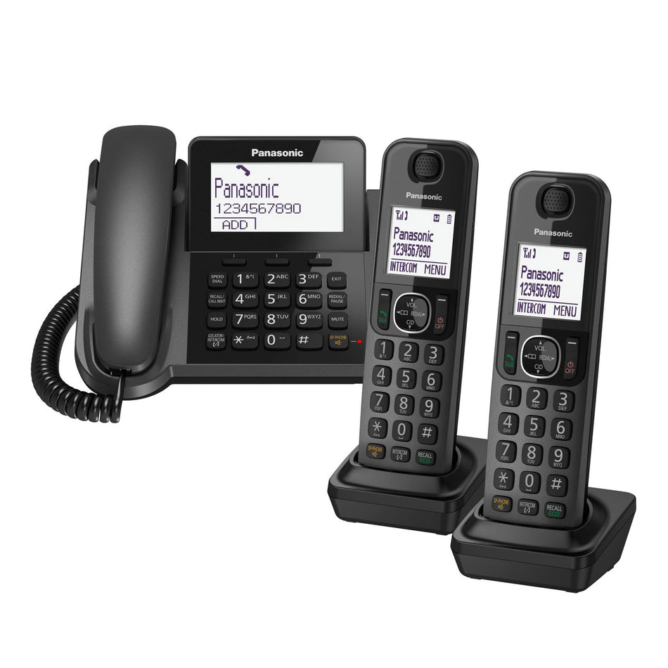 Panasonic KX-TGF323 Corded Phone & 2 Cordless Handsets Landline Phones Panasonic