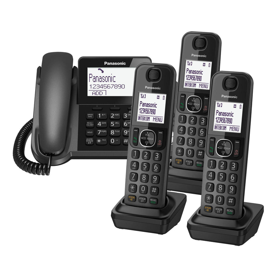 Panasonic KX-TGF324 Corded Phone & 3 Cordless Handsets Landline Phones Panasonic