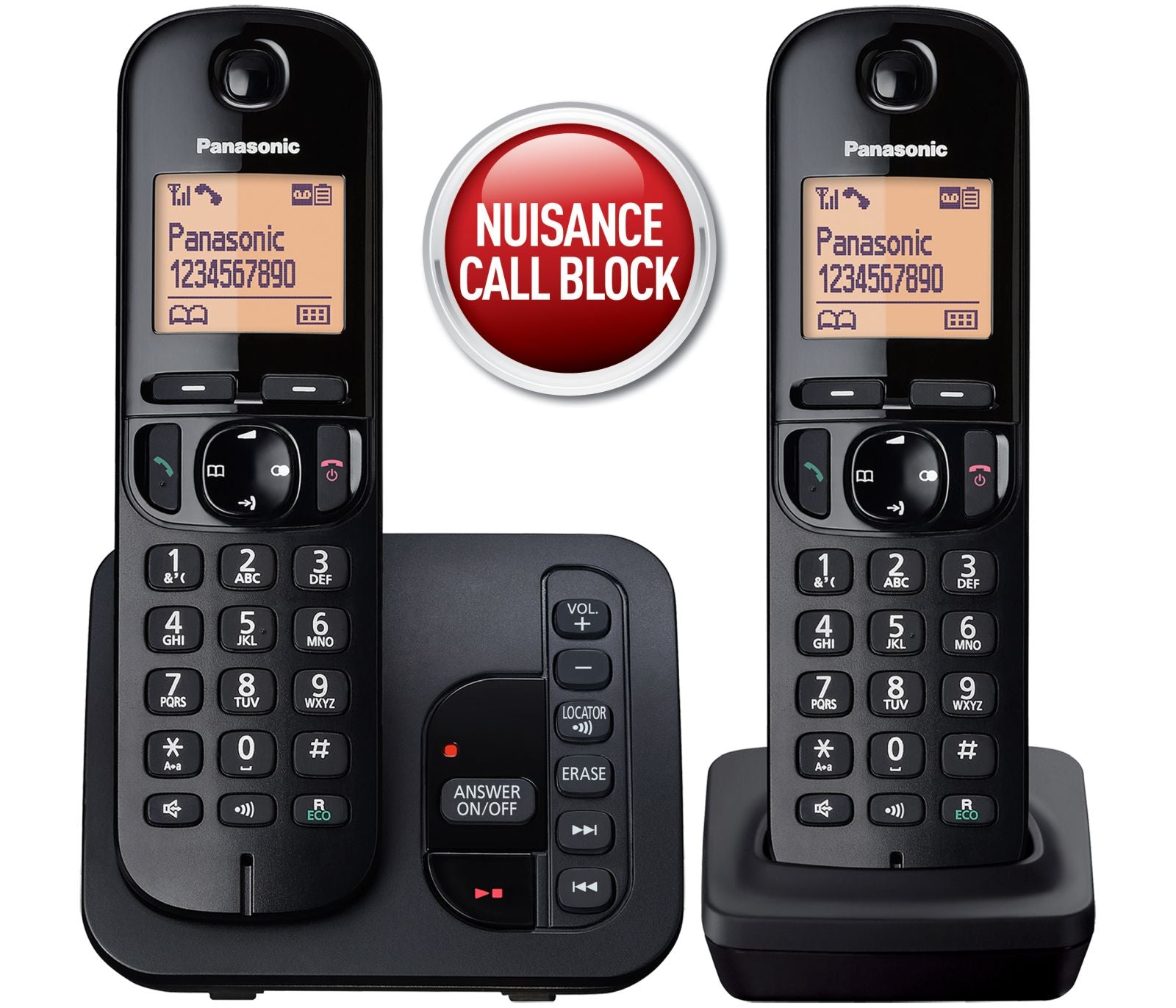 Panasonic KX-TGC 222EB Cordless Phone, Twin Handset with Answer Machine Landline Phones Panasonic