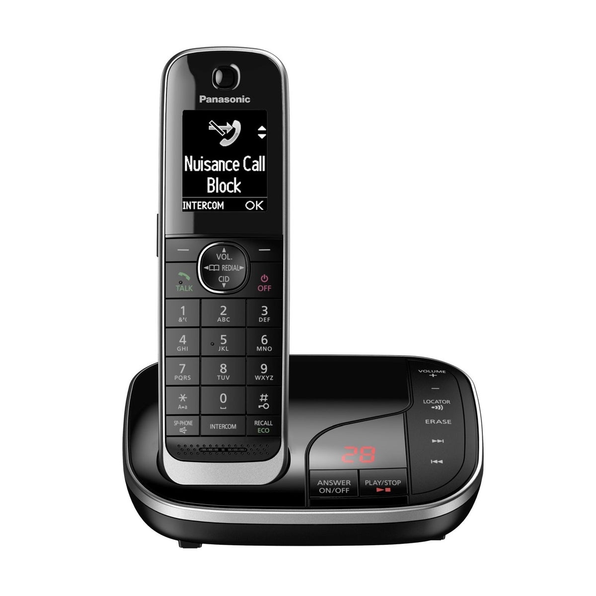 Panasonic KX-TGJ324EB Cordless Phone, Quad Handset with Nuisance Call Blocker Landline Phones Panasonic