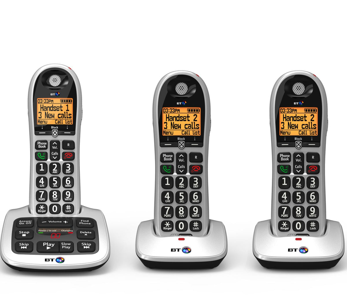 BT 4600 Cordless Phones, Trio Handset with Big Buttons Landline Phones BT
