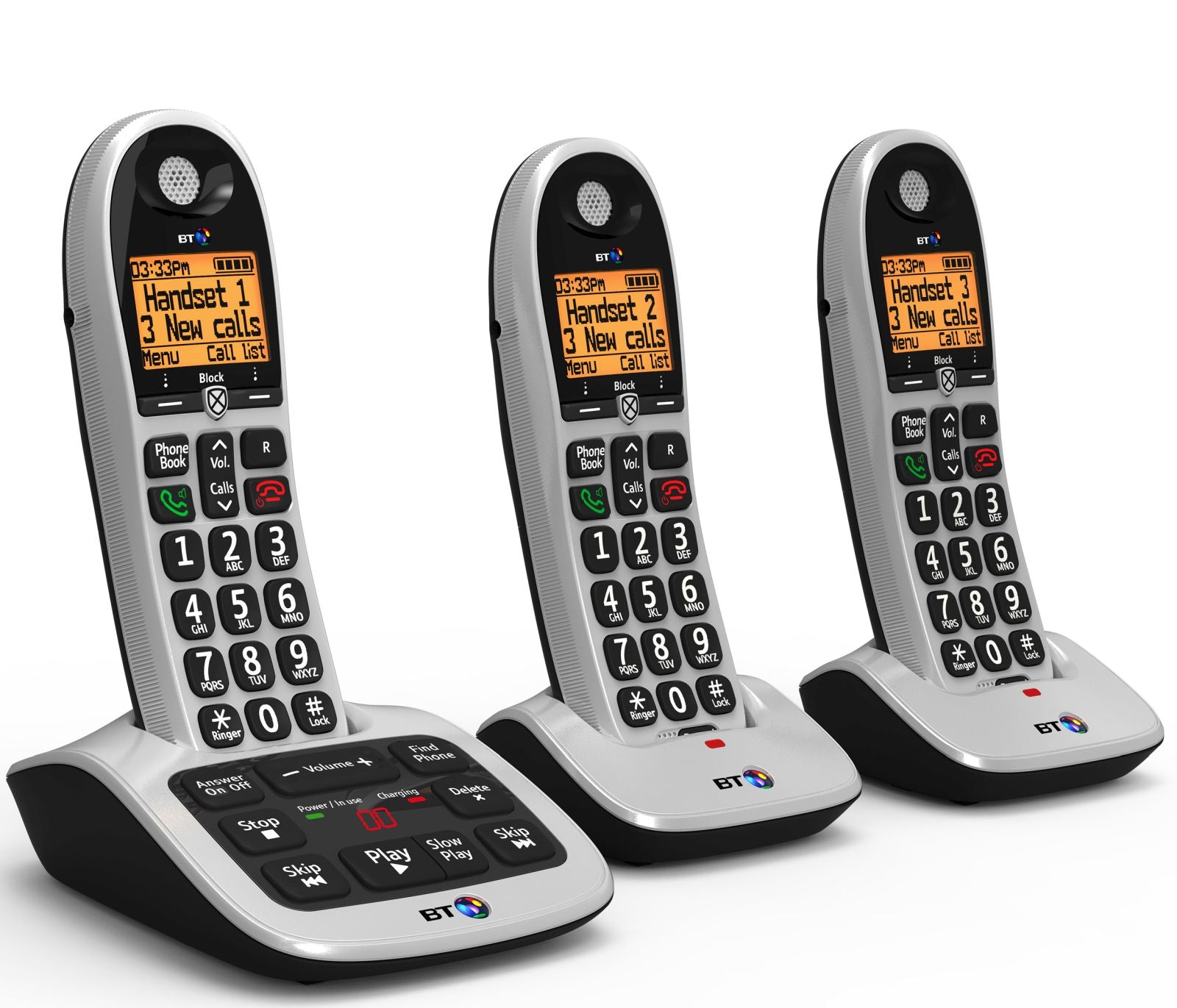 BT 4600 Cordless Phones, Trio Handset with Big Buttons Landline Phones BT