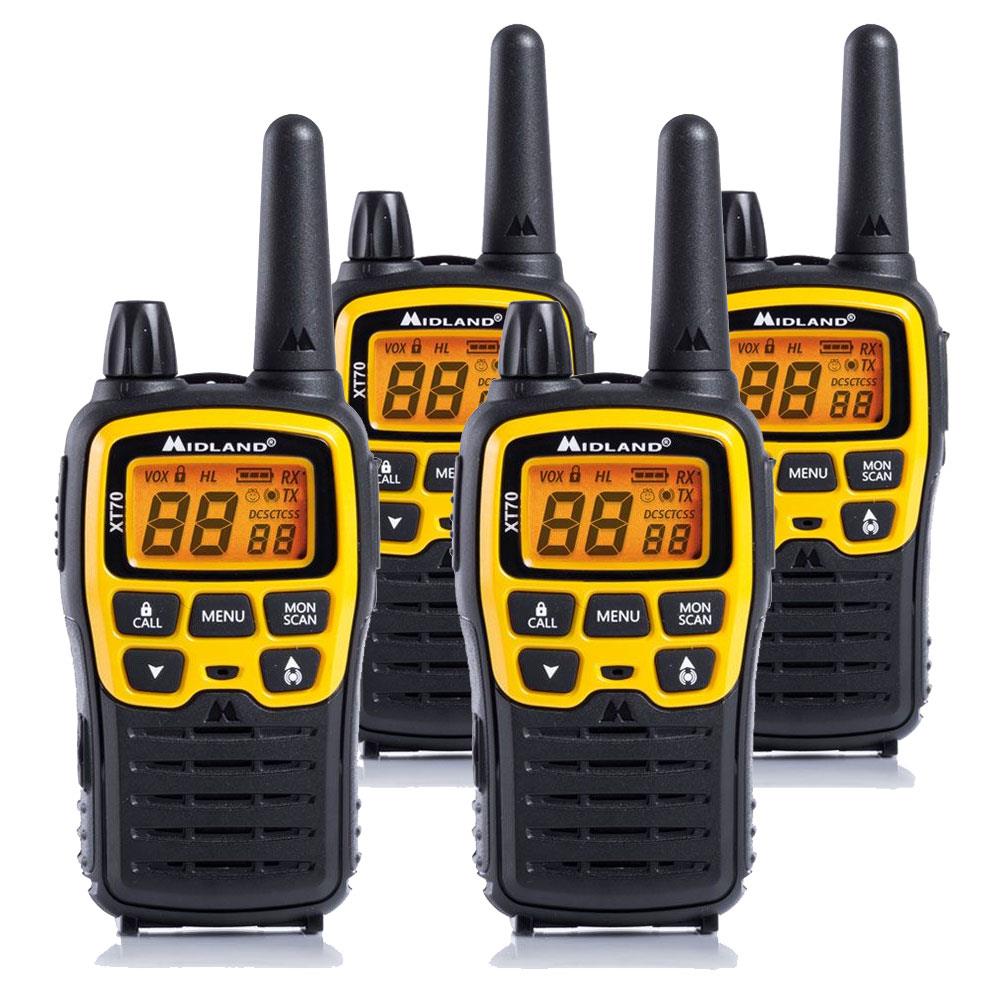 Midland XT70 Adventure Walkie Talkies Quad Pack Two Way Radios Midland