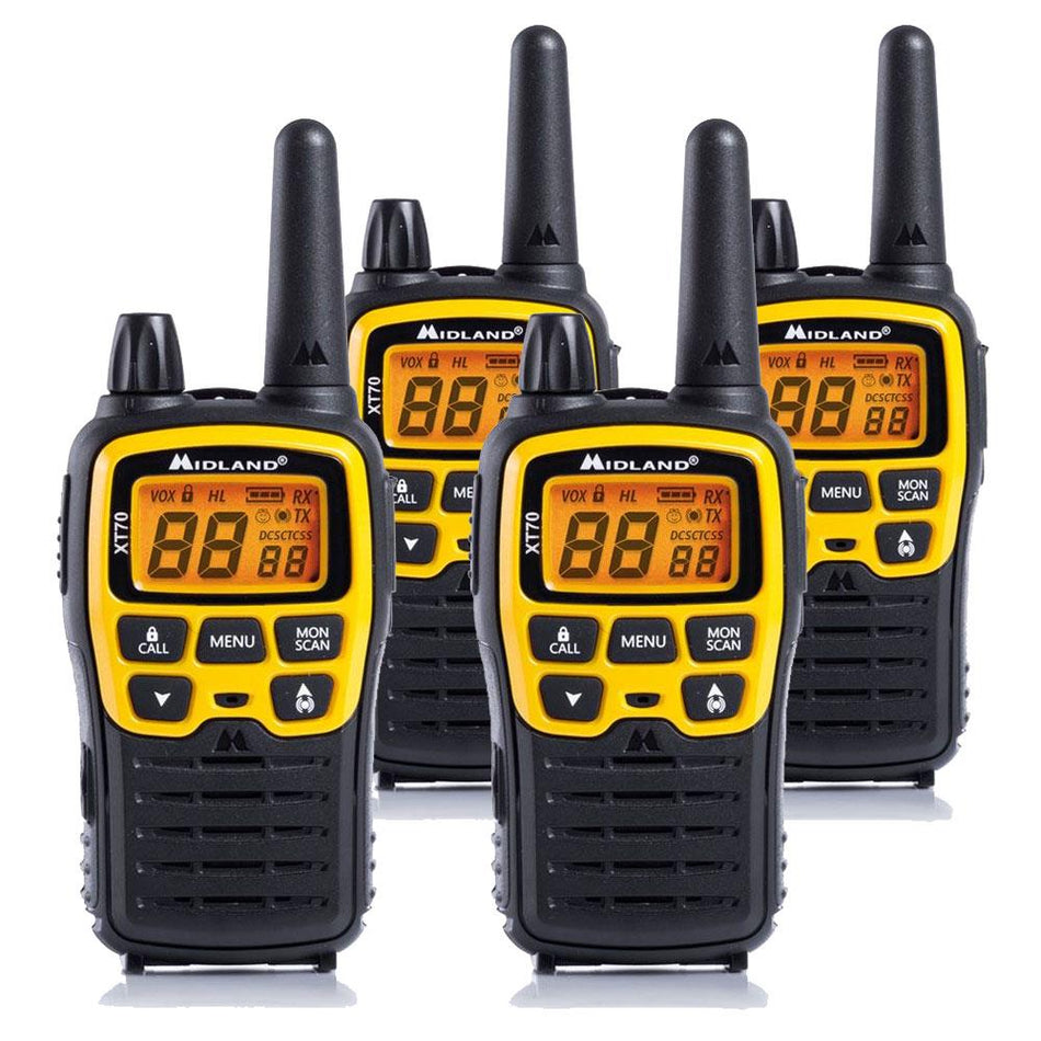 Midland XT70 Adventure Walkie Talkies Quad Pack Two Way Radios Midland
