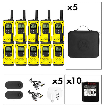 Motorola TLKR T92 Ten Pack License-Free Walkie Talkies Two Way Radios Motorola With Mains Charger (x5) +£50.00