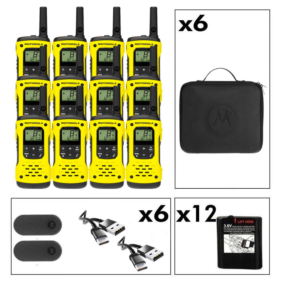 Motorola TLKR T92 Twelve Pack License-Free Walkie Talkies Two Way Radios Motorola Without Charger (USB-C Cable Only)