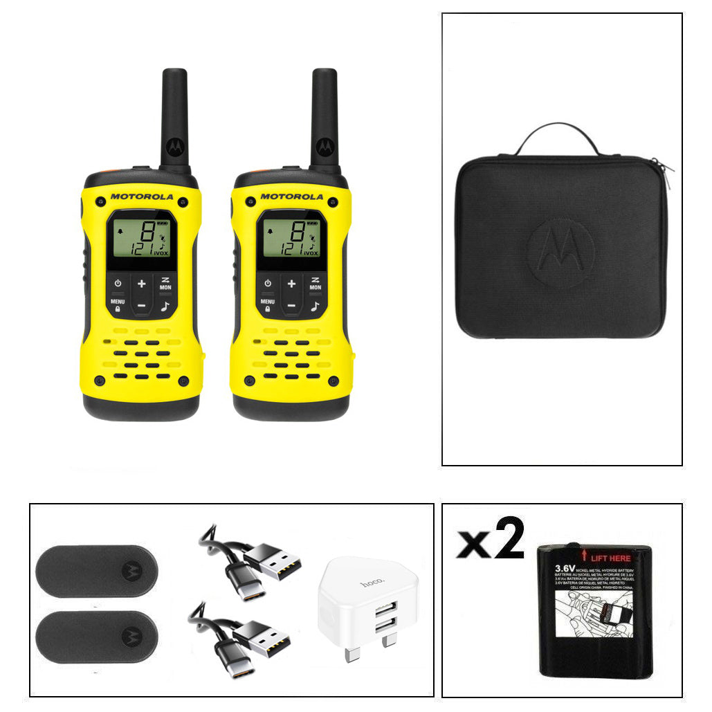Motorola TLKR T92 License-Free Walkie Talkies, Twin Pack Two Way Radios Motorola With Mains Charger +£10.00