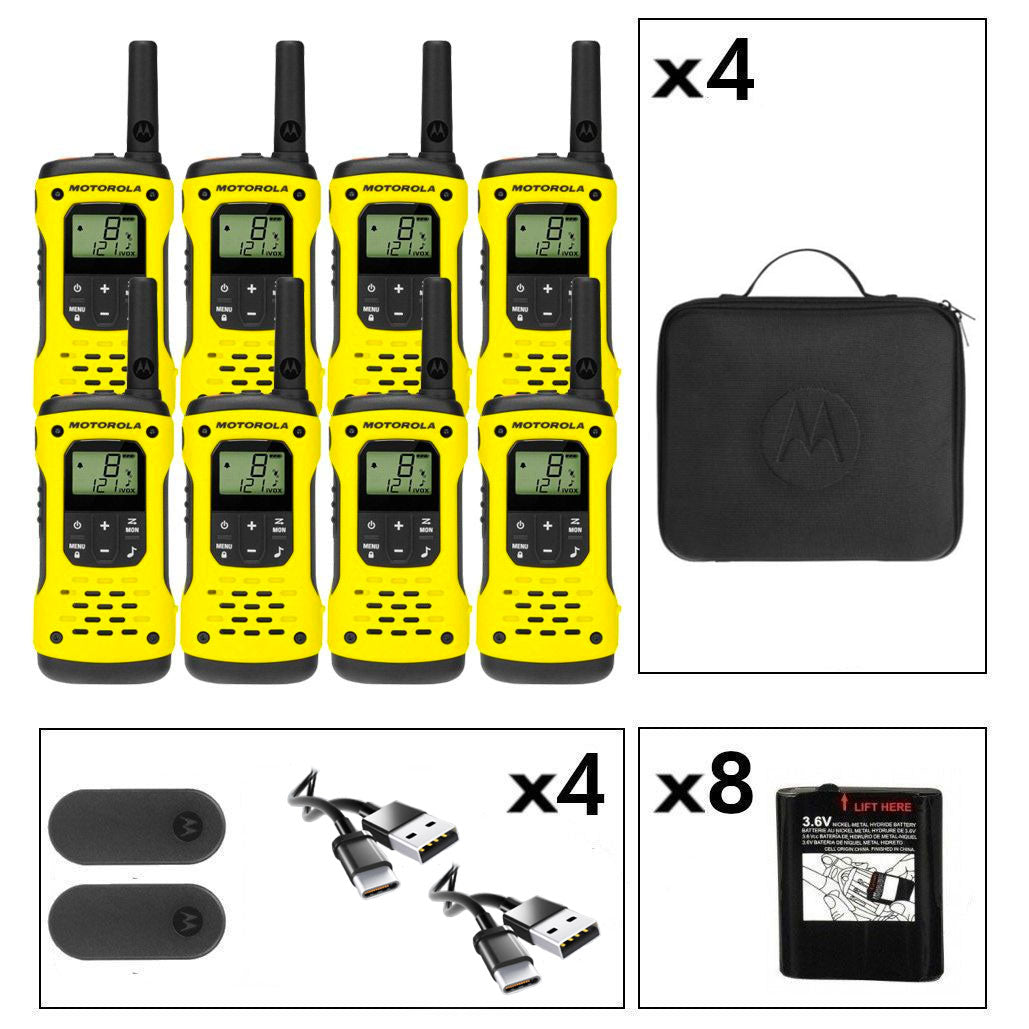 Motorola TLKR T92 Eight Pack License-Free Walkie Talkies Two Way Radios Motorola Without Charger (USB-C Cable Only)