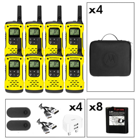 Motorola TLKR T92 Eight Pack License-Free Walkie Talkies Two Way Radios Motorola With Mains Charger (x4) +£40.00