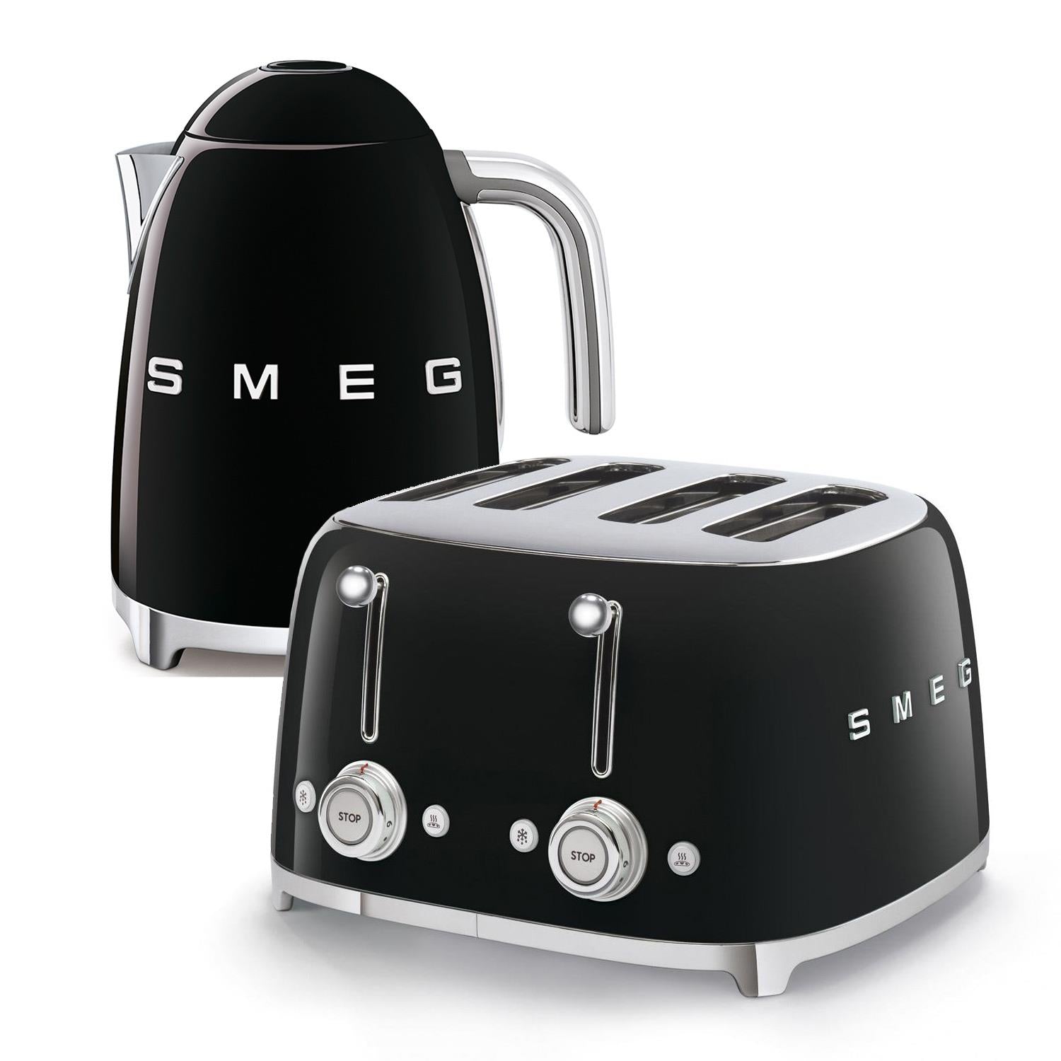 Smeg 4-Slice Toaster KLF03 Kettle Set in Black –