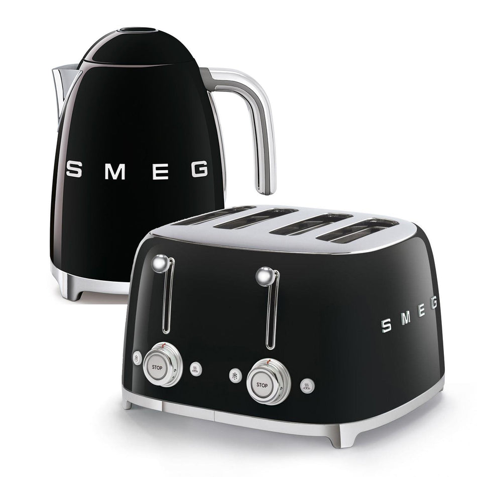 Smeg 4-Slice Toaster & KLF03 Kettle Set in Black