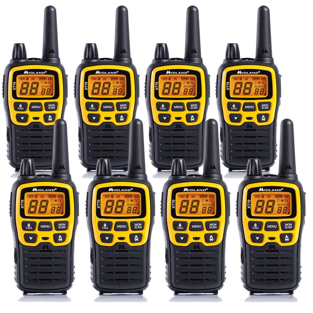 Midland XT70 Adventure Walkie Talkies Eight Pack Two Way Radios Midland