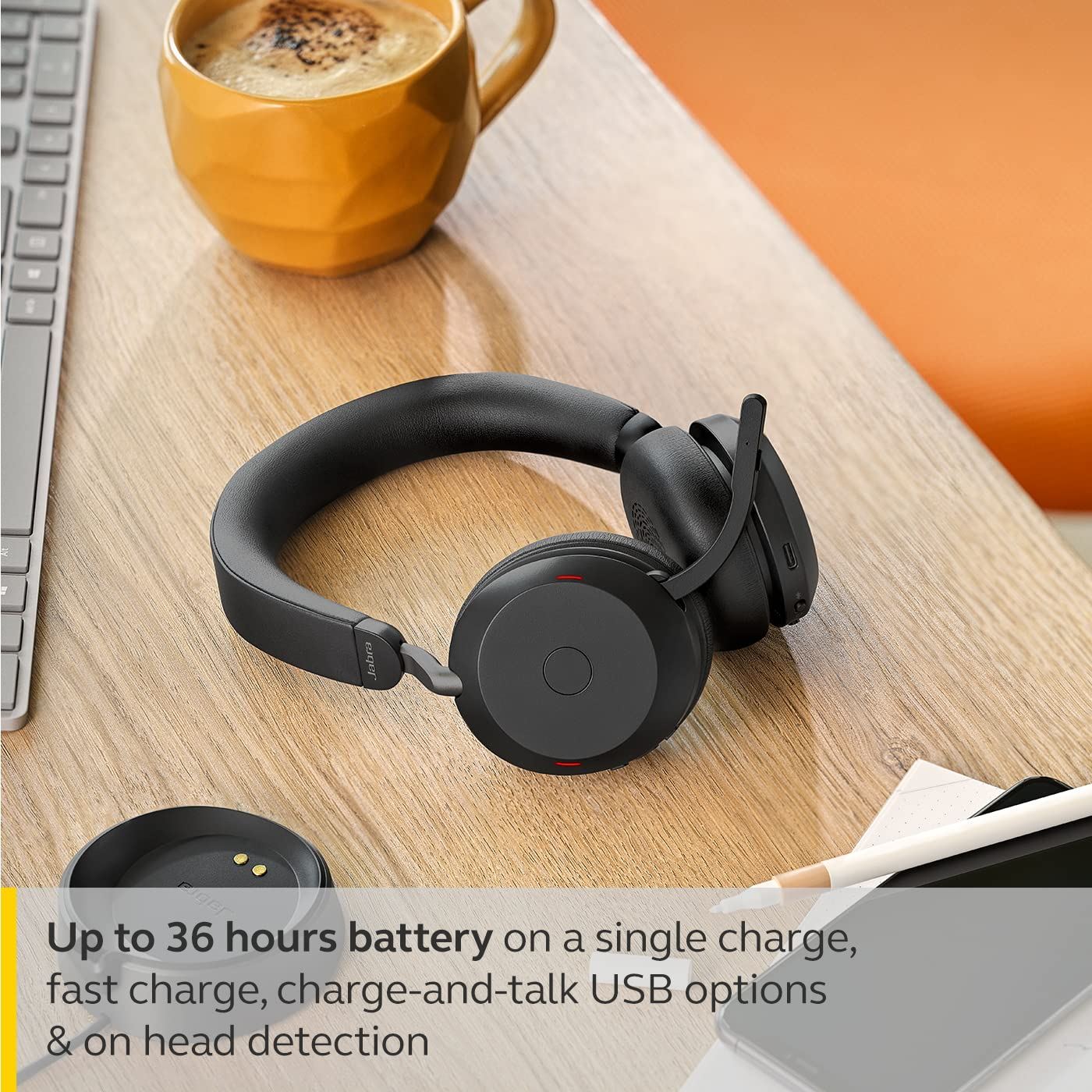 Jabra Evolve2 75 USB-A MS Stereo Headset in Black Wireless Headsets Jabra
