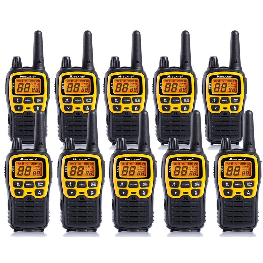 Midland XT70 Adventure Walkie Talkies Ten Pack Two Way Radios Midland