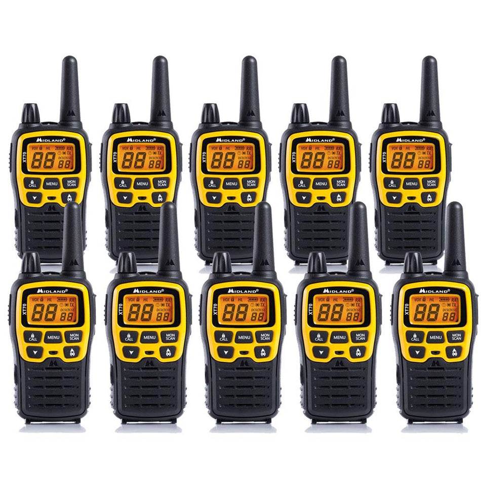Midland XT70 Adventure Walkie Talkies Ten Pack Two Way Radios Midland