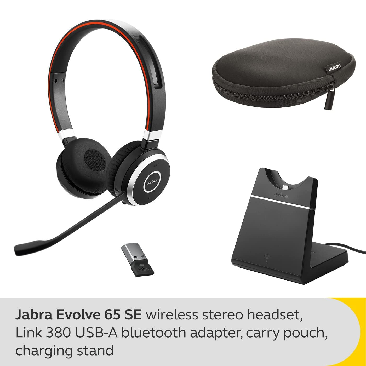 Jabra Evolve 65 SE MS Stereo Corded Headset with Charging Stand Wireless Headsets Jabra