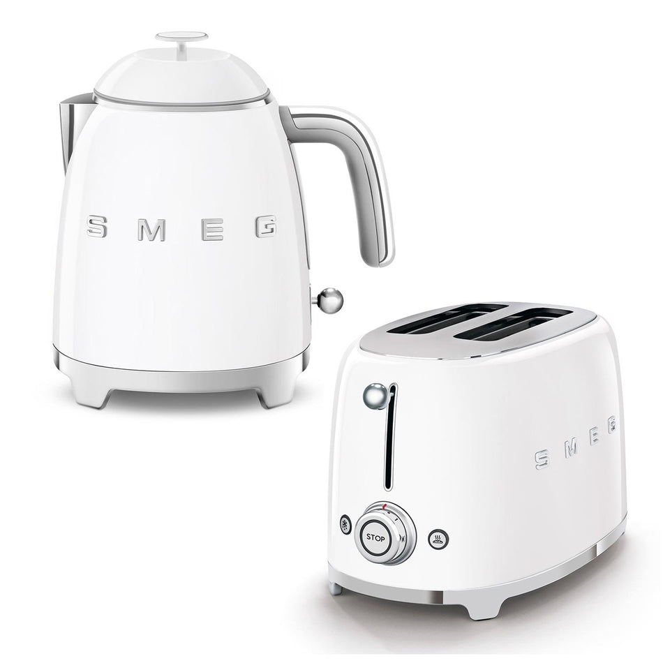 Smeg 2-Slice Toaster & Mini Kettle Set in White
