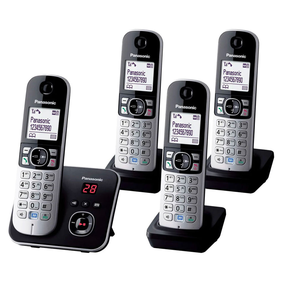 Panasonic KX-TG 6824 Cordless Phones, Quad Handset with Answer Machine Landline Phones Panasonic