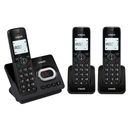 VTech CS2052 DECT Cordless Telephone with Answering Machine, Three Handsets Landline Phones VTech