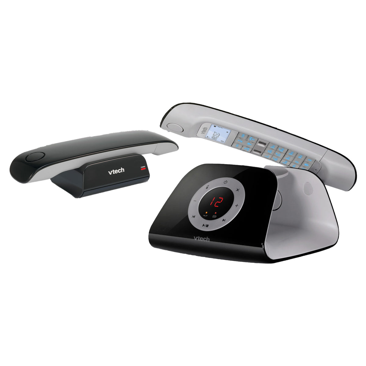 VTech LS1351 DECT Cordless Designer Telephone with Answering Machine, Twin Handset Landline Phones VTech