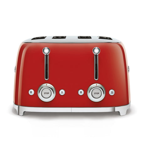 Smeg 50s Retro-Style 4 Slice Toaster in Red Toasters Smeg