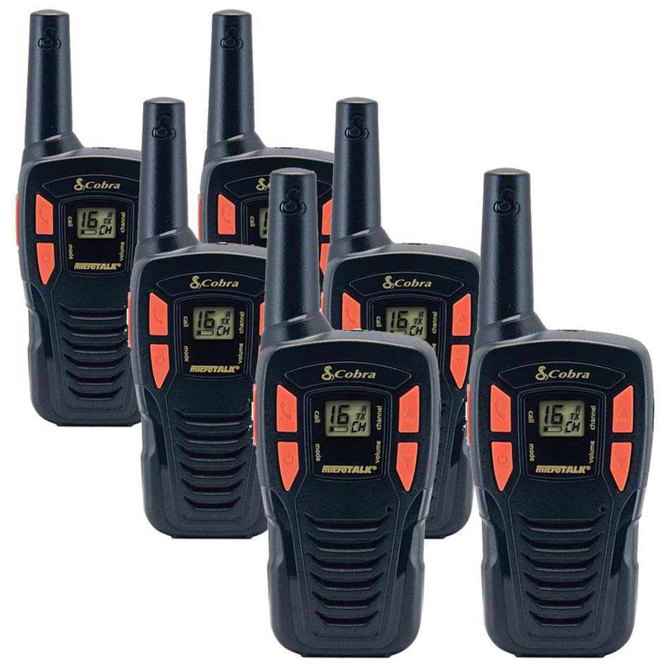 Cobra AM255 Walkie Talkies, Six Pack Two Way Radios Cobra