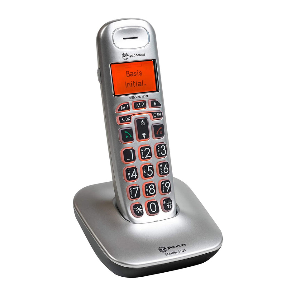 Amplicomms BigTel 1200 Big Button Cordless Phone, Single Handset Landline Phones Amplicomms
