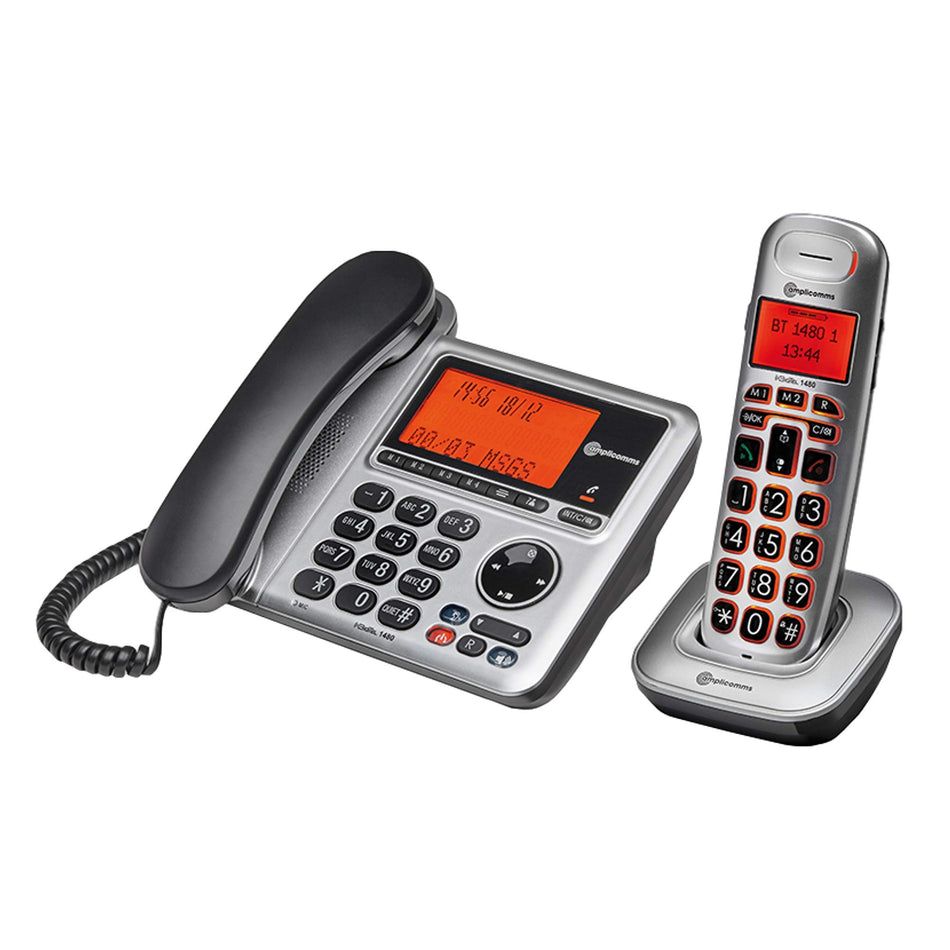 Amplicomms BigTel 1480 Big Button Corded & Cordless Phone Bundle Landline Phones Amplicomms