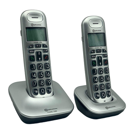 Amplicomms BigTel 1202 Big Button Cordless Phone, Twin Handset Landline Phones Amplicomms