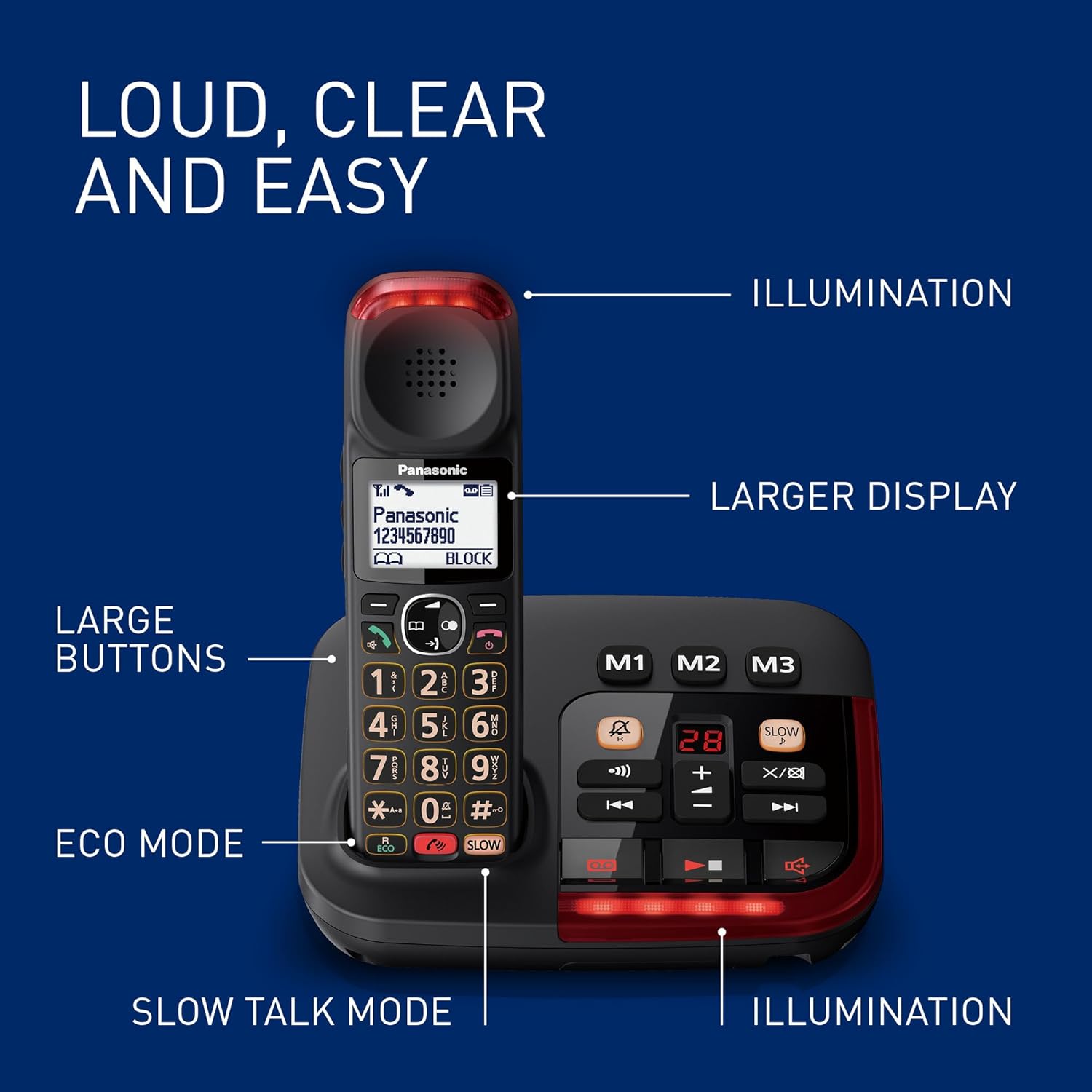 Panasonic KX-TGM426 Six Handset Big Button Cordless Phones Landline Phones Panasonic
