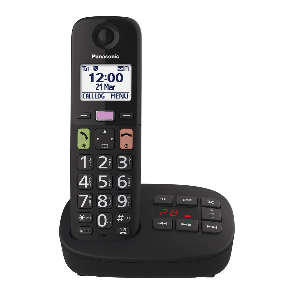 Panasonic KX-TGU130EB Big Button Cordless Phone, Single Handset Landline Phones Panasonic
