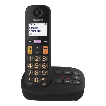 Panasonic KX-TGU130EB Big Button Cordless Phone, Single Handset Landline Phones Panasonic