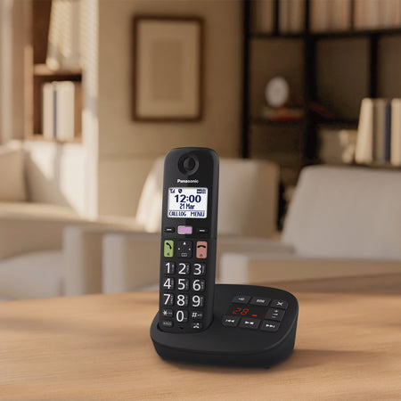 Panasonic KX-TGU133EB Big Button Cordless Phones, Three Handsets Landline Phones Panasonic