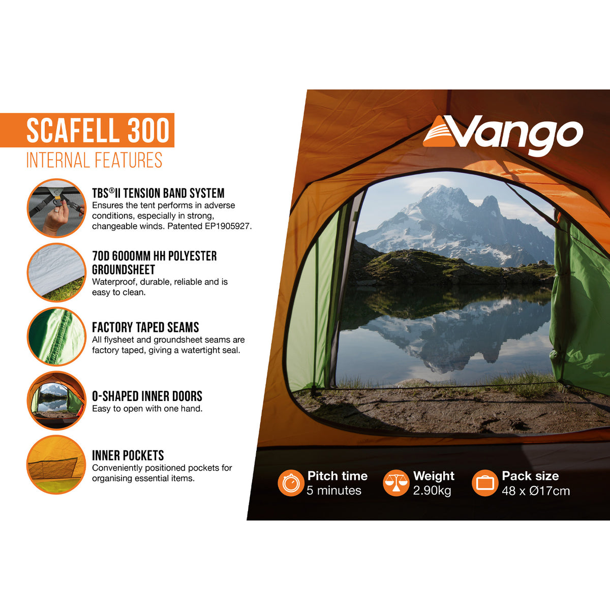 Vango Scafell 300 3-Person Tent Tents Vango