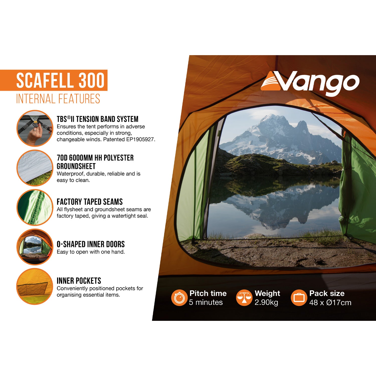 Vango Scafell 300 3-Person Tent Tents Vango