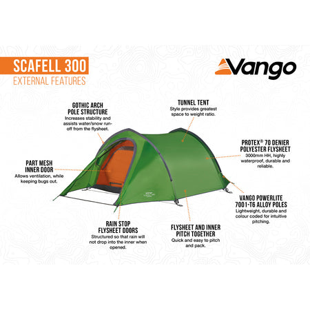 Vango Scafell 300 3-Person Tent Tents Vango