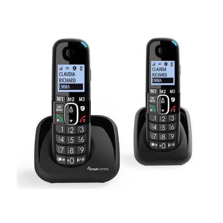 Amplicomms BigTel 1502 Big Button Cordless Phone, Twin Handset Landline Phones Amplicomms