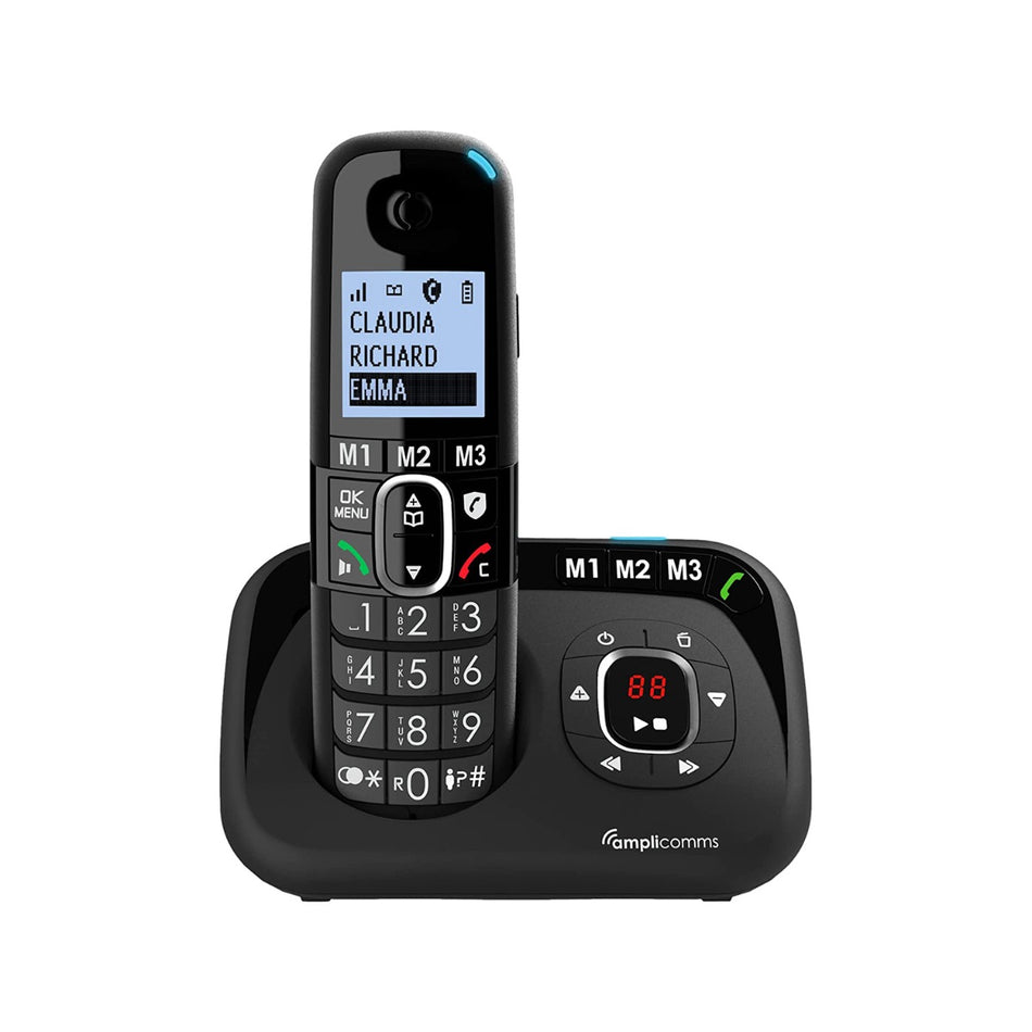 Amplicomms BigTel 1580 Big Button Cordless Phone with Answer Machine, Single Handset Landline Phones Amplicomms