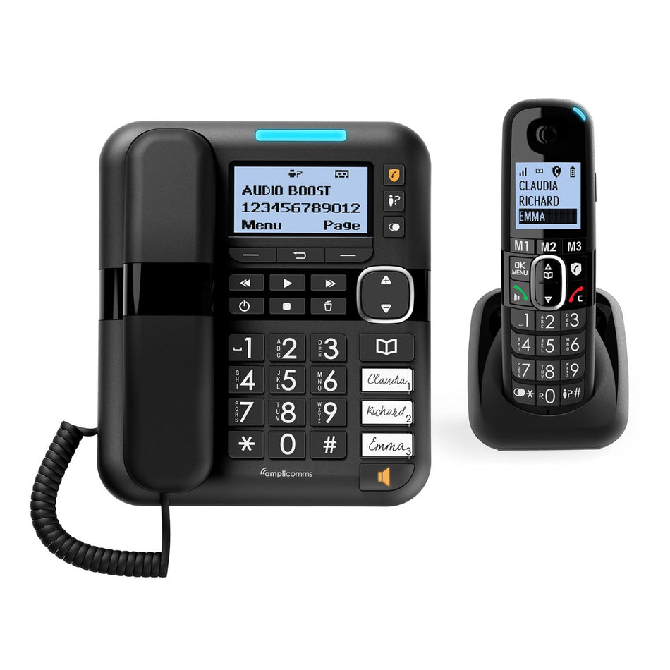 AmpliComms BigTel 1580 Corded & Cordless Big Button Phone Combo Landline Phones Amplicomms
