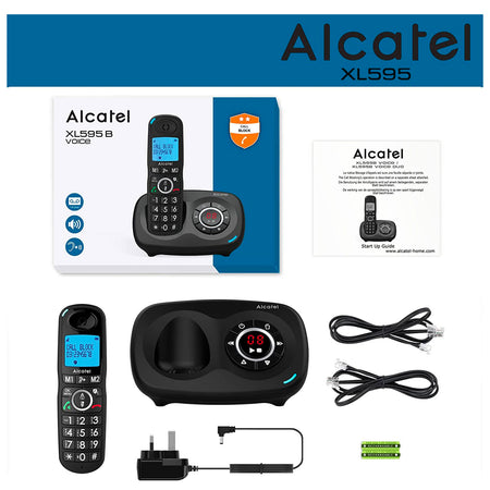Alcatel XL595 Voice Cordless Phone with Answer Machine, Single Handset Landline Phones Alcatel