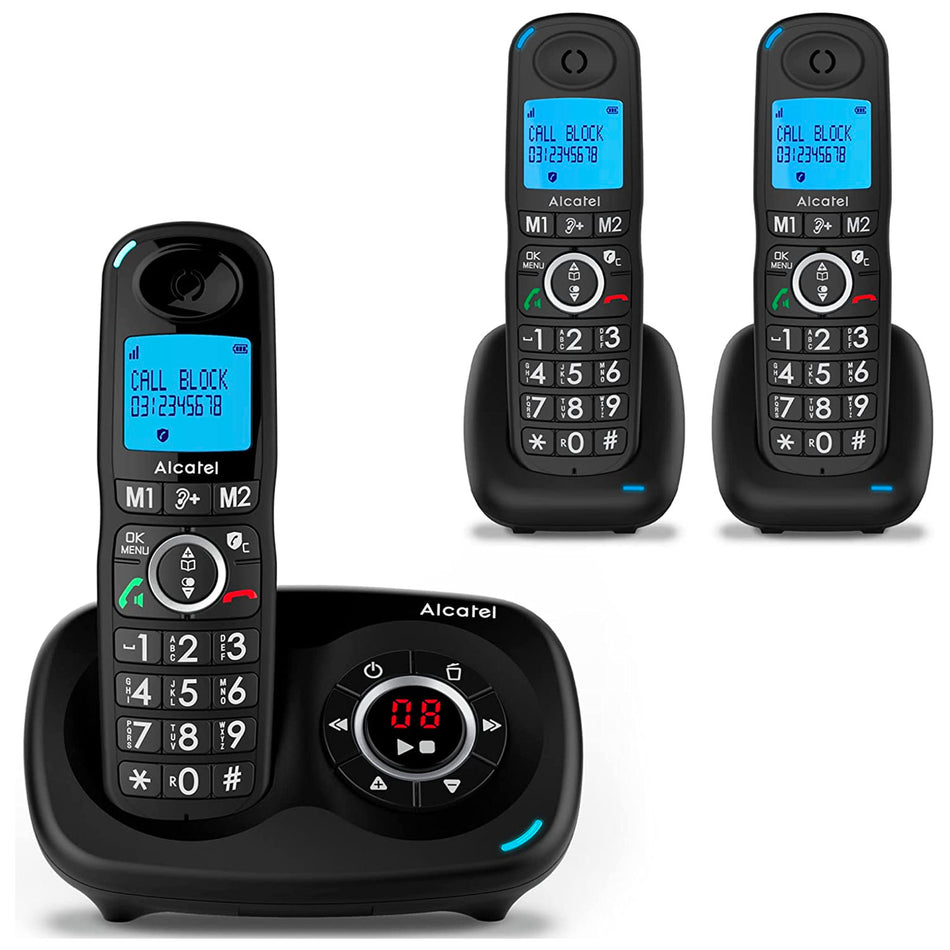 Alcatel XL595 Voice Cordless Phone with Answer Machine, Trio Handset