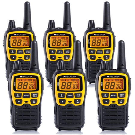 Midland XT70 Adventure Walkie Talkies Six Pack Two Way Radios Midland