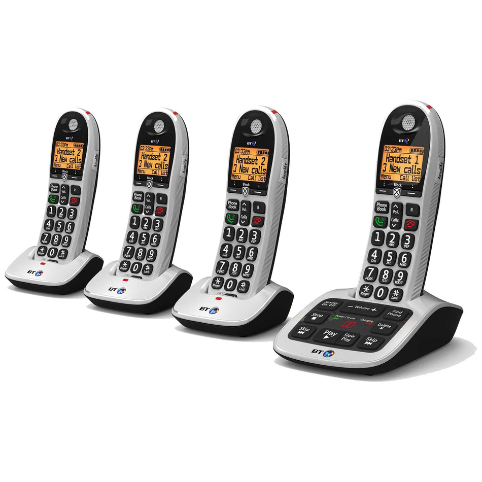 BT 4600 Cordless Phones, Quad Handset with Big Buttons Landline Phones BT