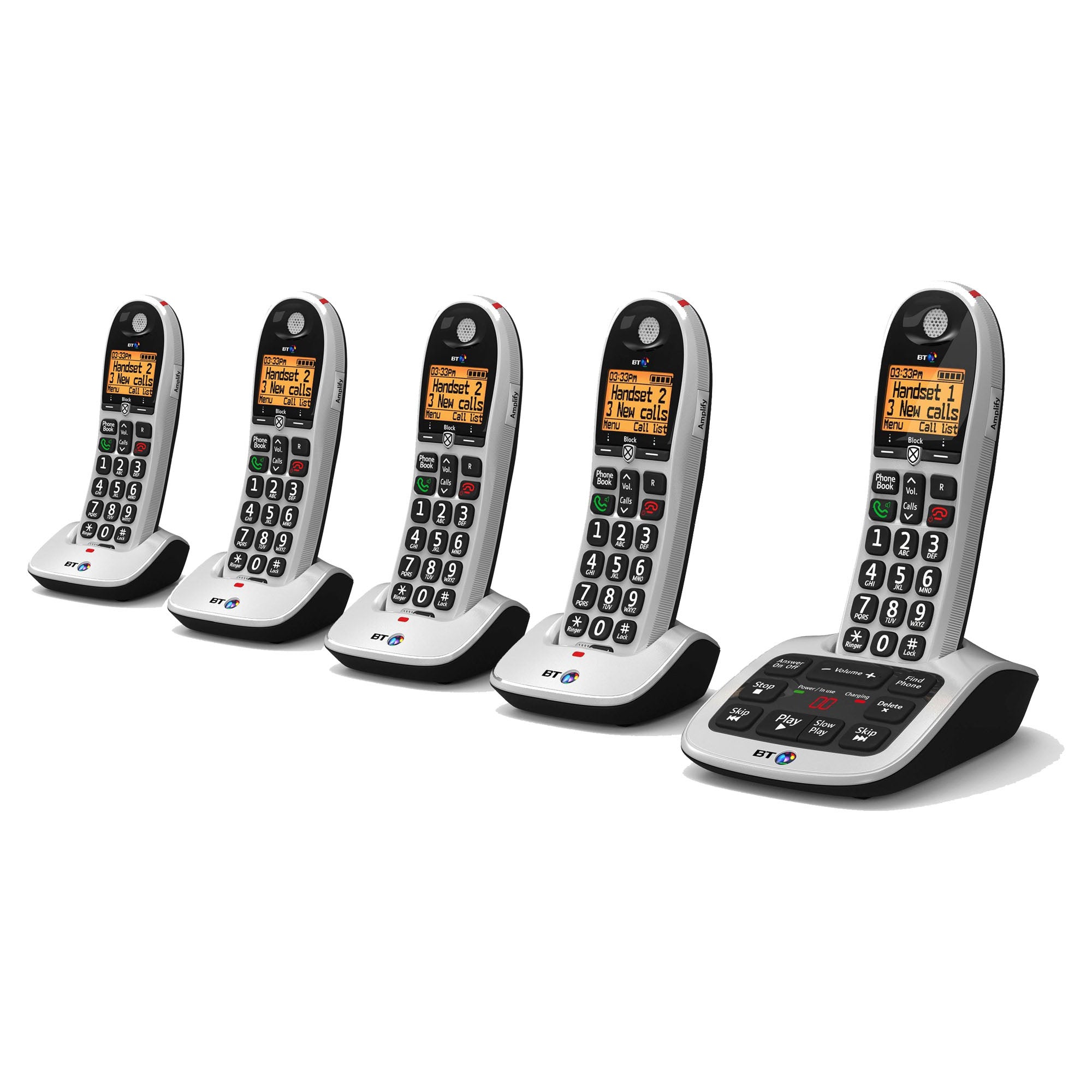 BT 4600 Cordless Phones, Five Handset with Big Buttons Landline Phones BT