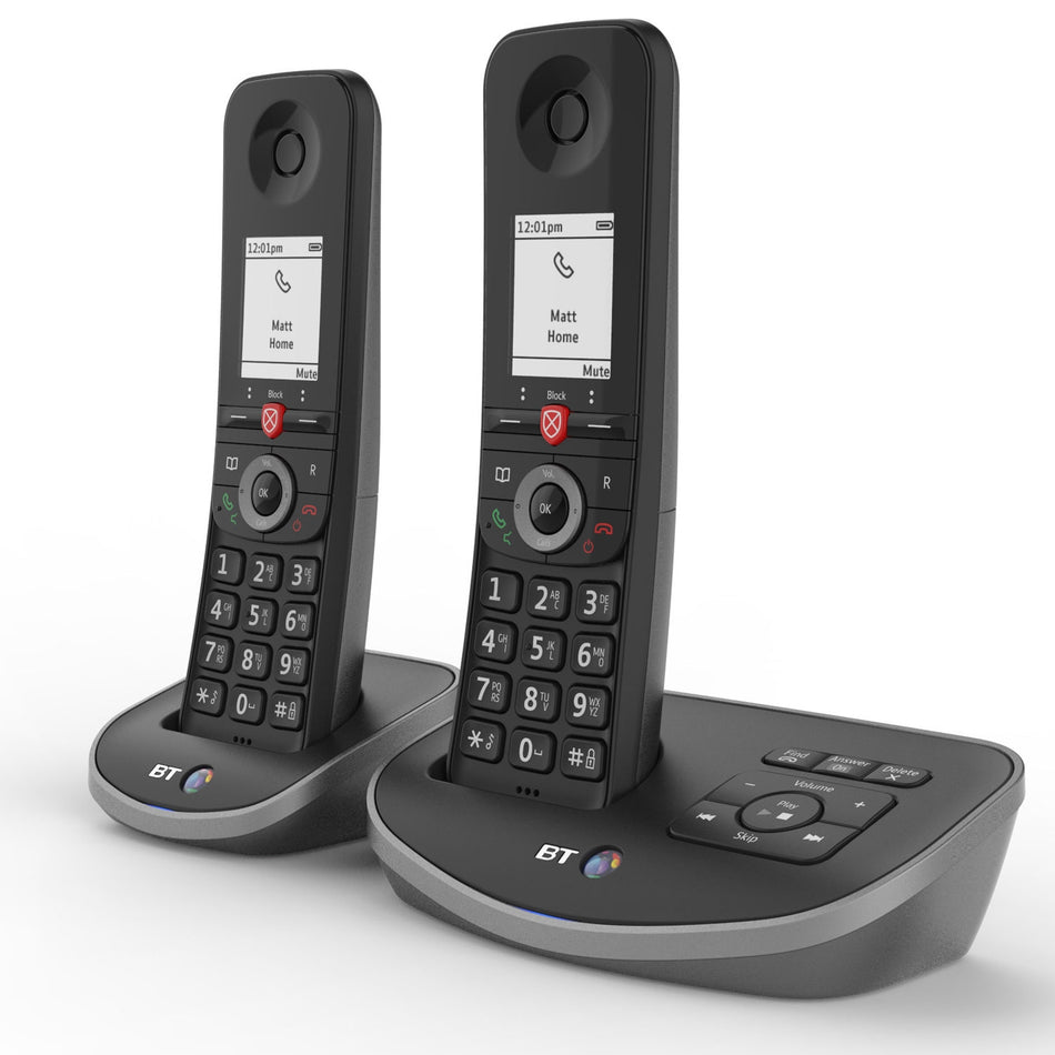 BT Advanced Cordless Phone with Answer Machine, Twin Handset Landline Phones BT