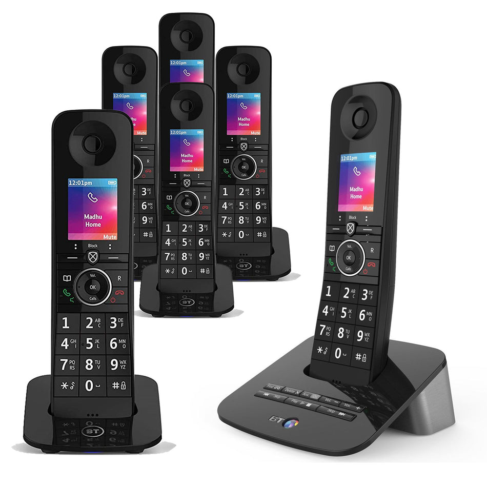 BT Premium Cordless Phone with Advanced Nuisance Call Blocker, Six Handsets Landline Phones BT